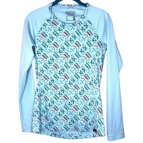 Patagonia Capilene Midweight Crew Base Layer Top Women's Small Blue Aztec - Picture 1 of 12